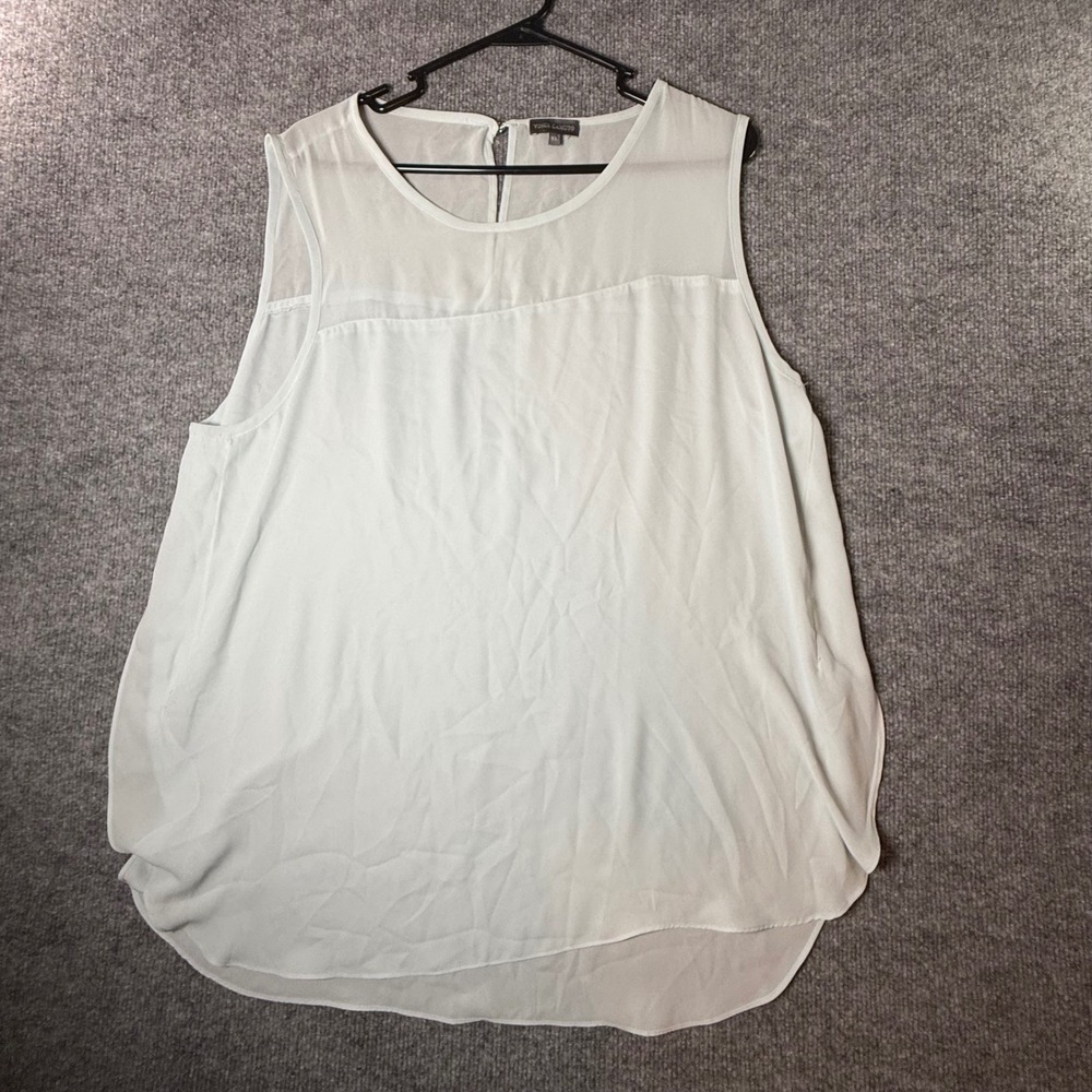 Vince Camuto Womens‎ XL Light Blue Sleeveless Sheer Yoke Layered Chiffon Blouse